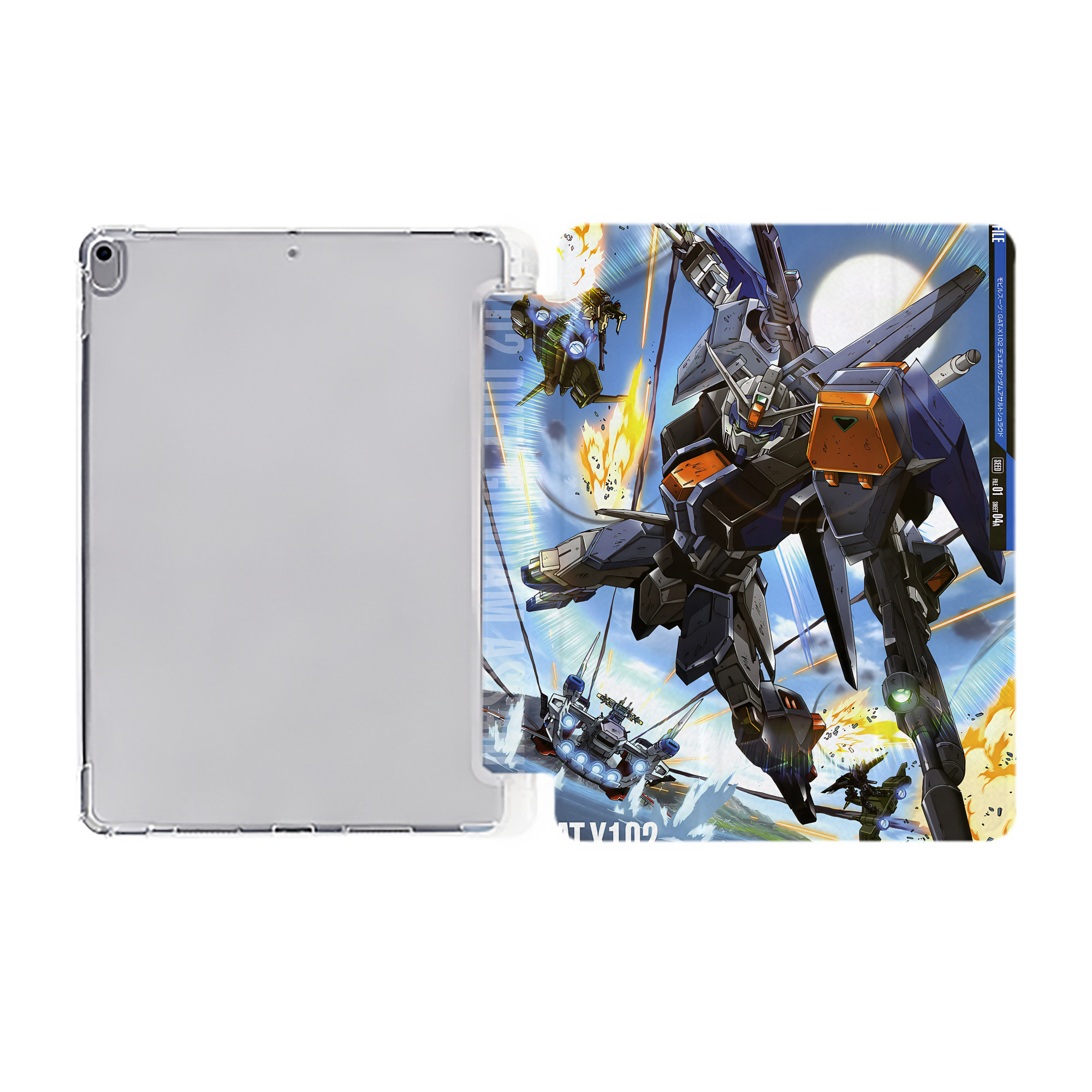 （画像用） 機動戦士ガンダム Mobile Suit Gundam IPad ケース ペン収納付き 三つ折りスタンド PUレザー×シリコン 対応機種9.5/10.5/10.9インチ